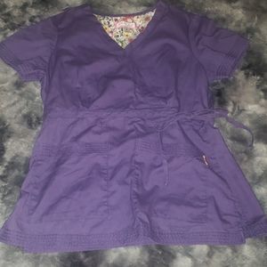 Koi side-tie faux wrap scrub top